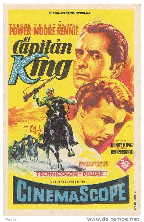 Programa De Cine EL CAPITAN KING. Cine Palafox. 1953 - Cine