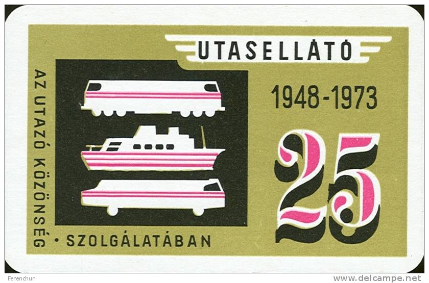 RAIL RAILWAY RAILROAD TRAIN SHIP BOAT BUS AUTOBUS IBUSZ TRAVEL BUREAU CATERING * CALENDAR * Utasellato 1973 1 * Hungary - Petit Format : 1971-80