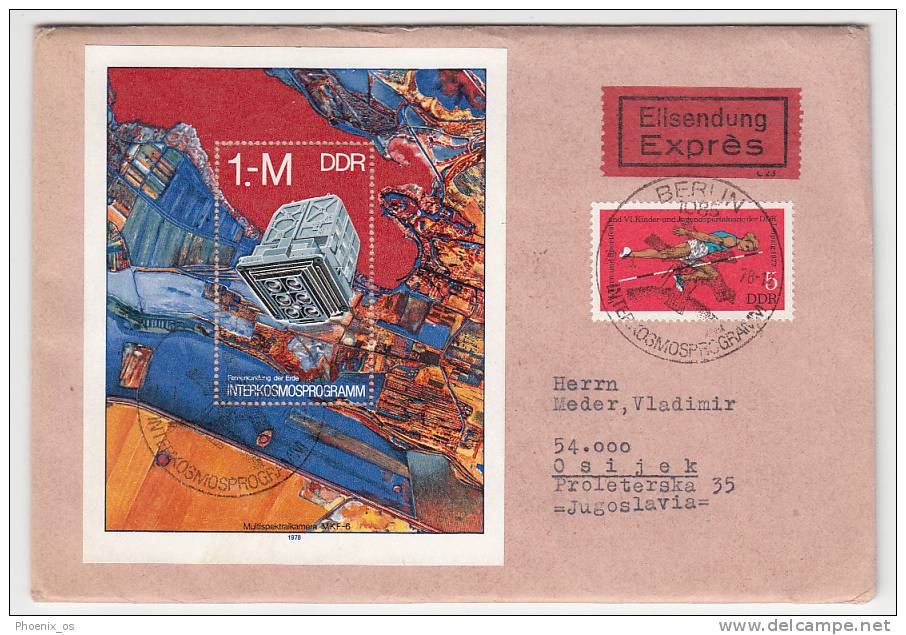 GERMANY - DDR, Interkosmos, Year 1978, Block - Expres, Eilsendung, Commemorative Seal, Sonderbriefmarke - Briefe U. Dokumente