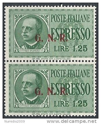 1943-44 RSI ESPRESSO BRESCIA 1,25 LIRE III TIPO VARIETà LEGGI MNH ** - RSI008-2 - Posta Espresso