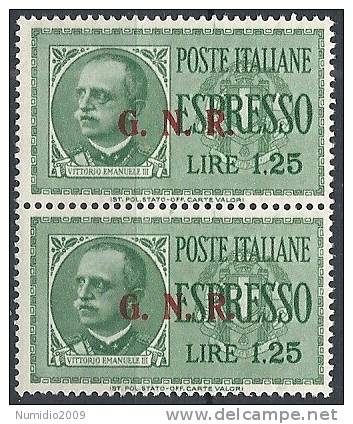1943-44 RSI ESPRESSO BRESCIA 1,25 LIRE III TIPO VARIETà LEGGI MNH ** - RSI008-3 - Express Mail