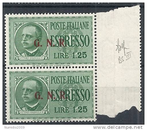 1943-44 RSI ESPRESSO BRESCIA 1,25 LIRE III TIPO VARIETà LEGGI MNH ** - RSI009-3 - Express Mail