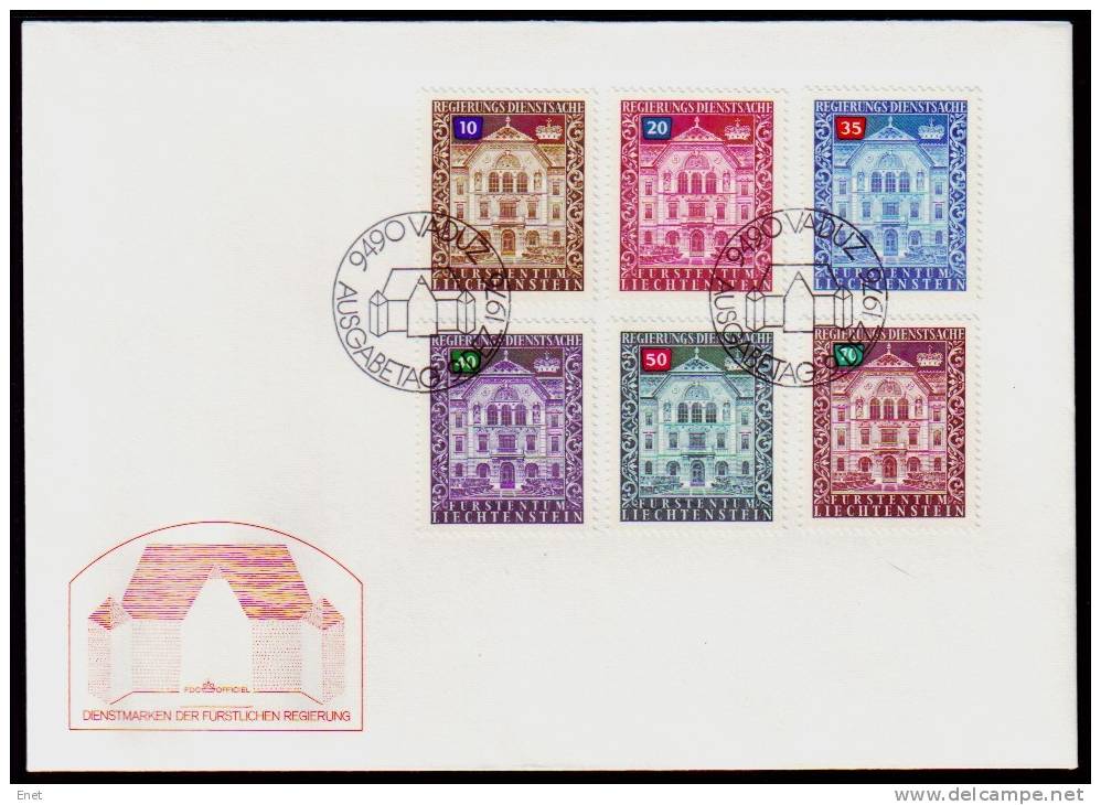 Liechtenstein Dienstmarken 1976 - Regierungsgebäude -  FDC ETB - Dienstmarken