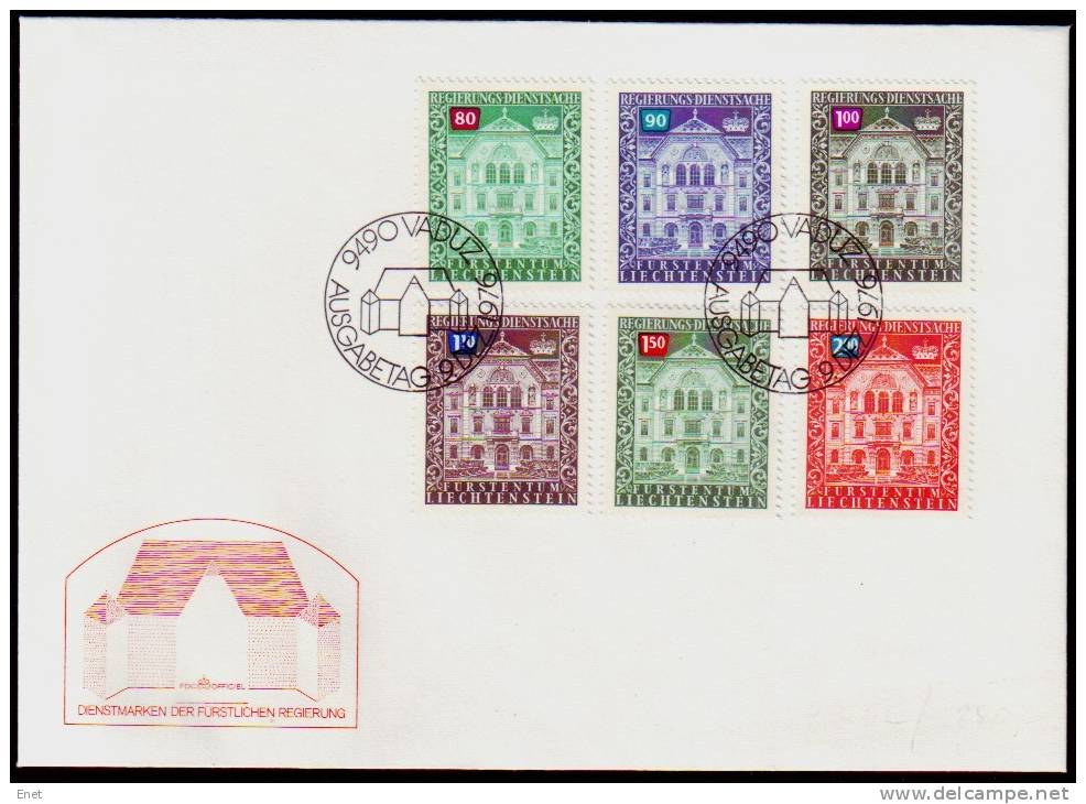 Liechtenstein Dienstmarken 1976 - Regierungsgebäude -  FDC ETB - Dienstmarken