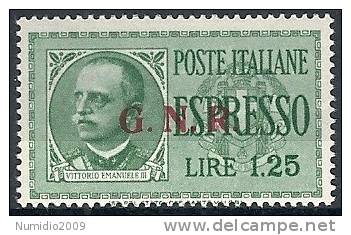 1943-44 RSI ESPRESSO BRESCIA 1,25 LIRE II TIPO VARIETà LEGGI MH * - RSI013-2 - Express Mail