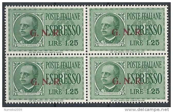 1943-44 RSI ESPRESSO BRESCIA 1,25 LIRE II TIPO VARIETà LEGGI MNH ** - RSI015 - Posta Espresso