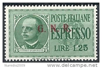 1943-44 RSI ESPRESSO BRESCIA 1,25 LIRE III TIPO VARIETà LEGGI MNH ** - RSI017-2 - Express Mail