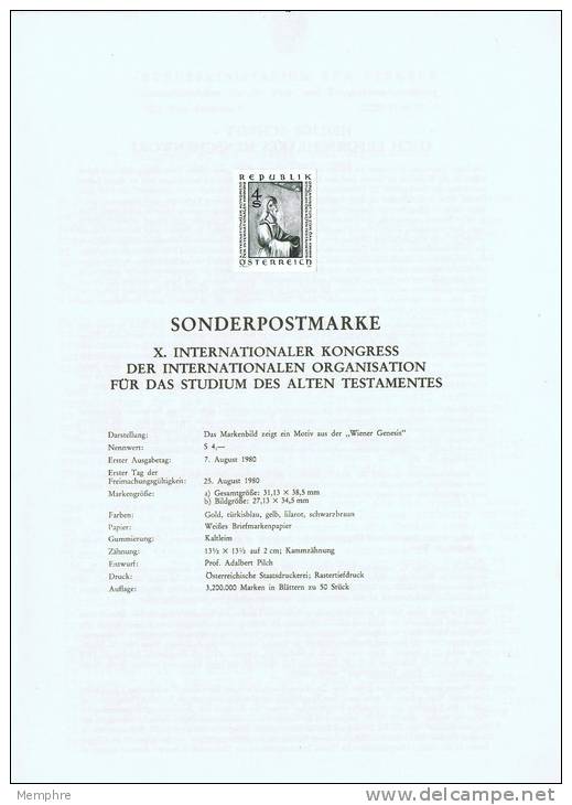 Annonce émission Congès Etude De L'Ancien Testament Texte Allemand,  Anglais Et Français Impression Noire Du Timbre - Neufs