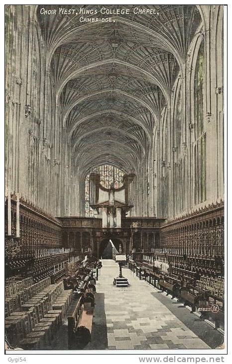 Choir  West ,King´s   College   Chapel Cambridge   Post Card  1909 - Cambridge