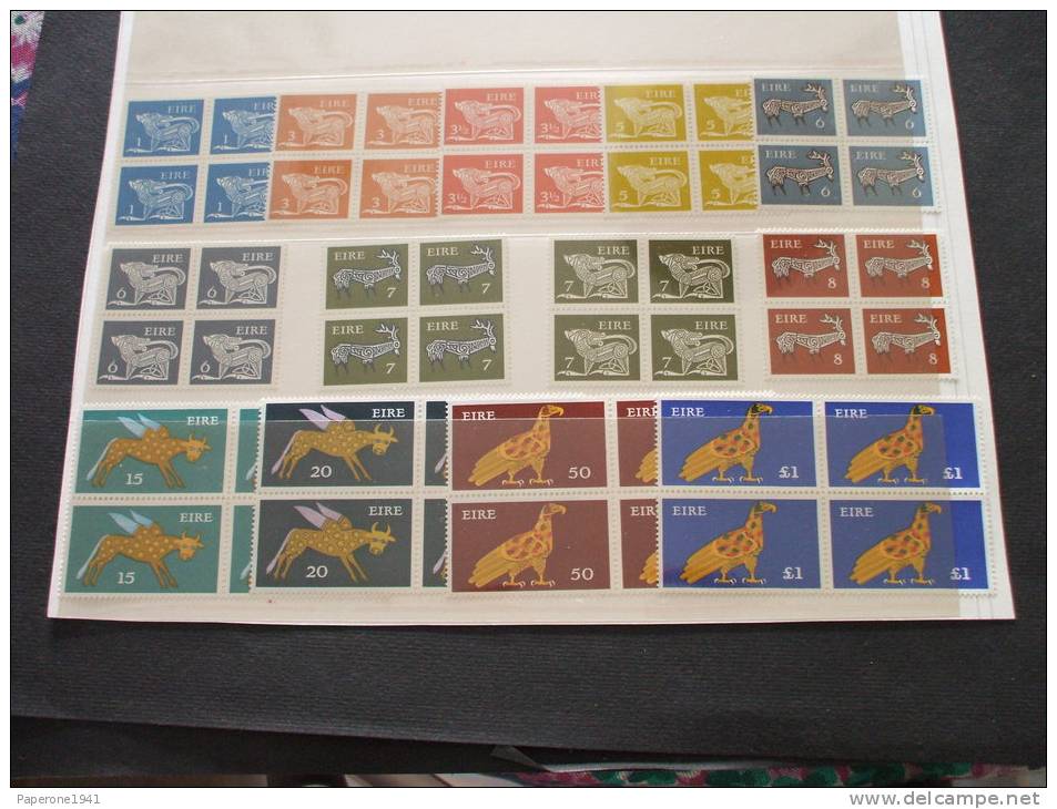 IRLANDA - 1975 PITTORICA 13 Valori, Senza Il 2 P. Verde, In Quartine(blocks Of Four) - NUOVI(++)-TEMATICHEP - Unused Stamps