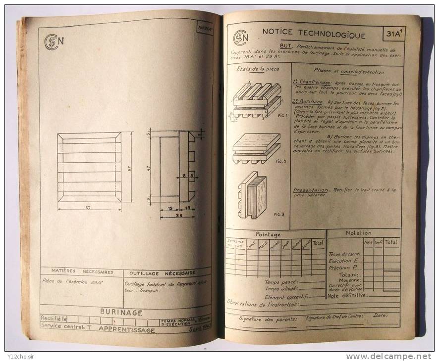 CARNET D ATELIER SNCF 1947 SOCIETE NATIONALE DES CHEMINS DE FER CAHIER TRAIN WAGON  GARE - Railway & Tramway