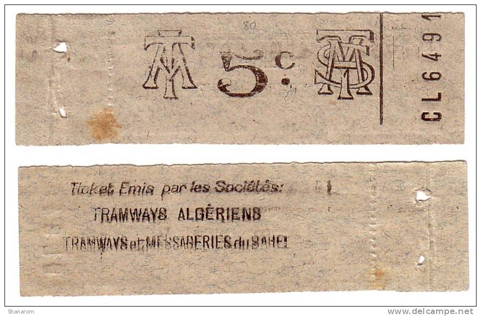 1914-1918 // Algérie // Tramways Algériens // 5 Cts - Algérie