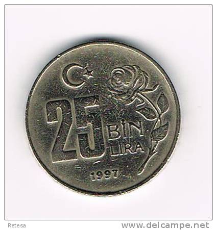 TURKIJE  25 BIN  LIRA   1997 - Turquie