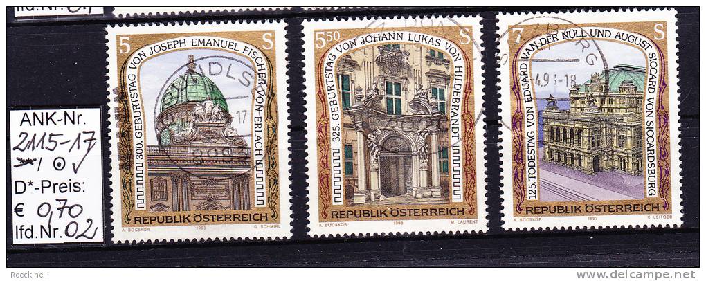 22.1.1993  -  SM-Satz  "Bildende Kunst"   -   O  Gestempelt  -  Siehe Scan  (2115-17o 01-03) - Used Stamps