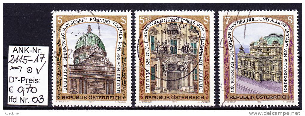 22.1.1993  -  SM-Satz  "Bildende Kunst"   -   O  Gestempelt  -  Siehe Scan  (2115-17o 01-03) - Used Stamps