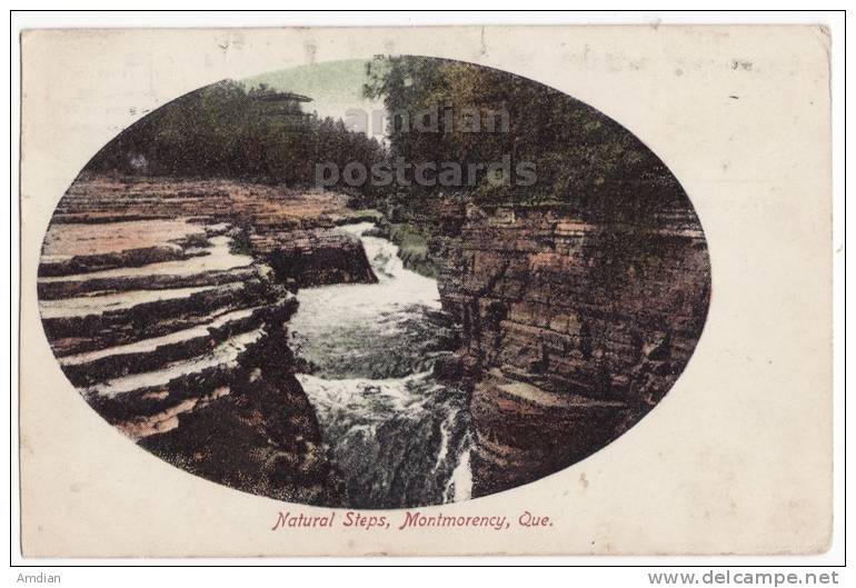 CANADA, MONTMORENCY QUEBEC QC, WATER FALLS NATURAL STEPS, 1900s Vintage Antique Scenic Postcard  [c3935] - Montmorency Falls