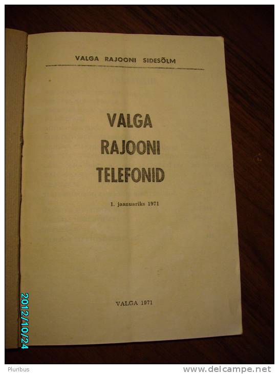 1971 ESTONIA VALGA TELEPHONE DIRECTORY - Libros Antiguos Y De Colección