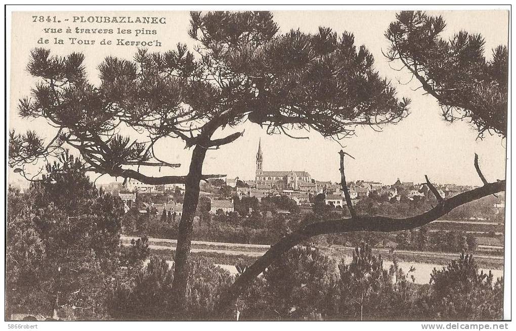 CARTE POSTALE PHOTO ORIGINALE  ANCIENNE : PLOUBAZLANEC ; VUE DE LA TOUR KERRO'H ; CÔTES D'ARMOR (22) - Ploubazlanec