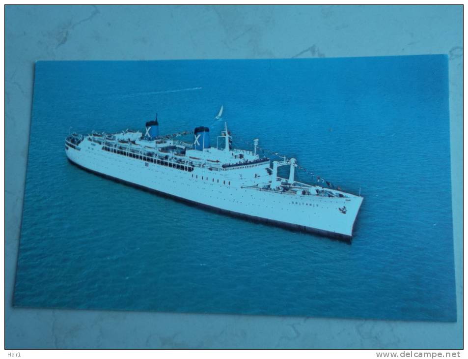 VDS CARTE POSTALE S.S. BRITANIS 25.245 GROSS TONS LENGTH 642 FEET SPEED 20KNOTS CRUISES AND ROUND THE WORLD SERVICE - Piroscafi