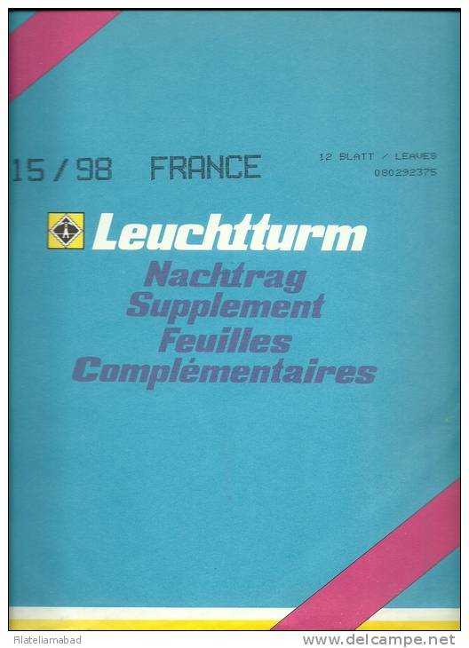 FRANCE- SUPLEMENTO LEUCHTTURM AÑO 1998 SIN ESTUCES HAWID TRANSPARENTA. - Pre-Impresas