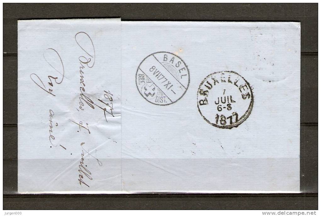 Nr 32 Op Brief Van Bruxelles Naar Bâle (Suisse) 07/07/1877 (GA5363) - 1869-1883 Léopold II