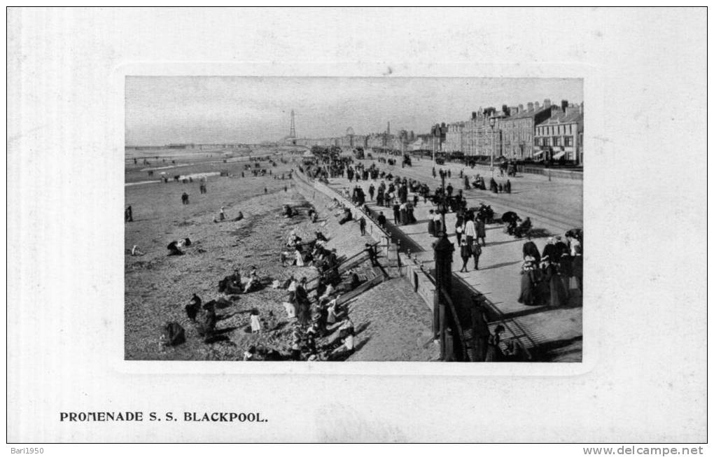 Beatiful Old Post Card    "  PROMENADE S. S. BLACKPOOL  " - Blackpool