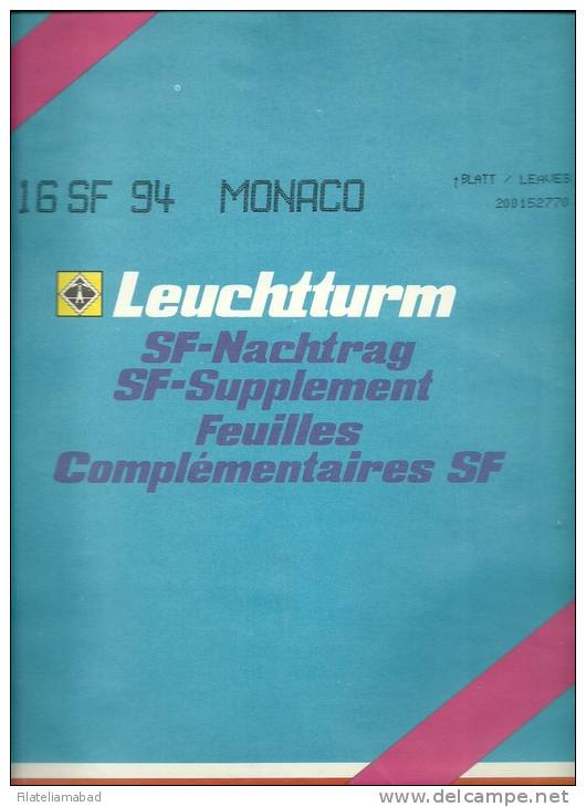 MONACO- SUPLEMENTO LEUCHTTURM AÑO 1994 CON ESTUCES HAWID TRANSPARENTA. - Pre-Impresas