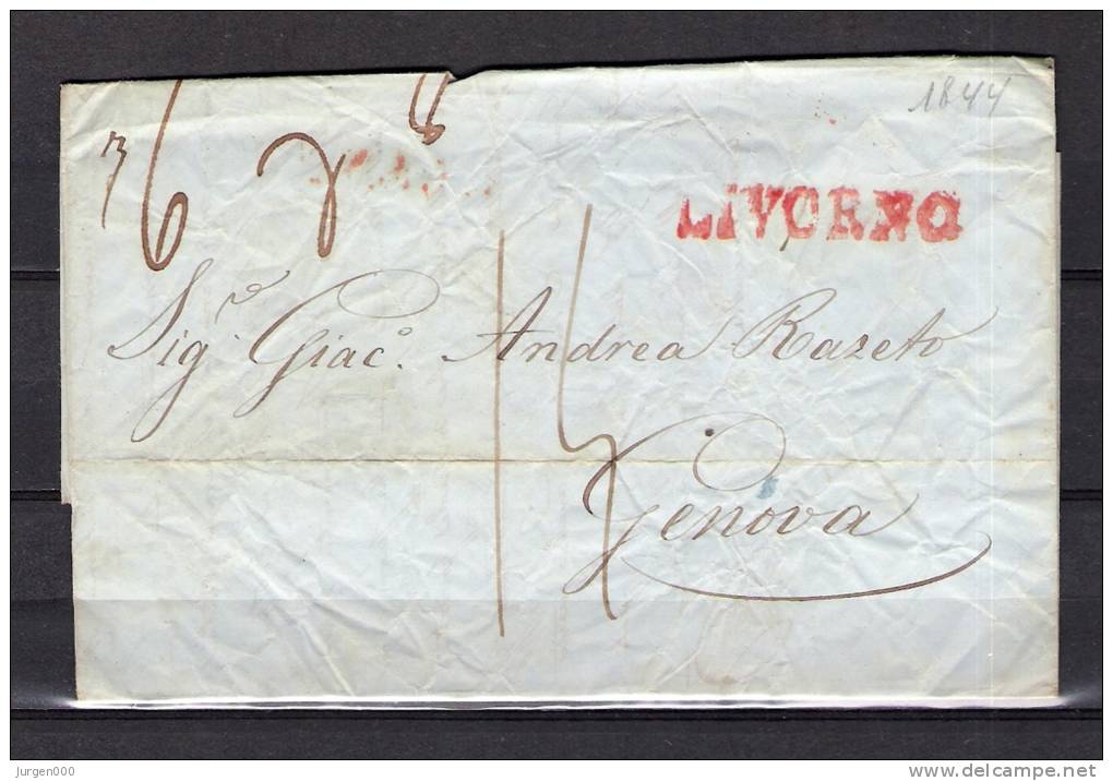 Prefilatelica 1844 LIVORNO Per GENOVA (GA5313) - 1. ...-1850 Prefilatelia