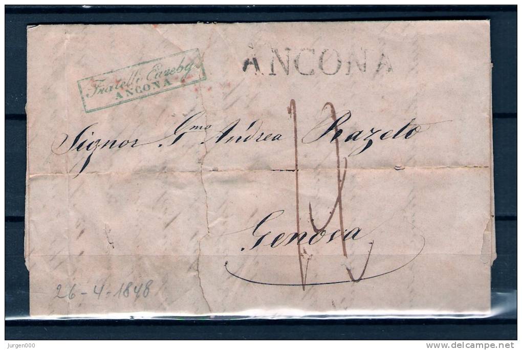 Prefilatelica 1848 ANCONA Per GENOVA (GA5328) - 1. ...-1850 Prefilatelia