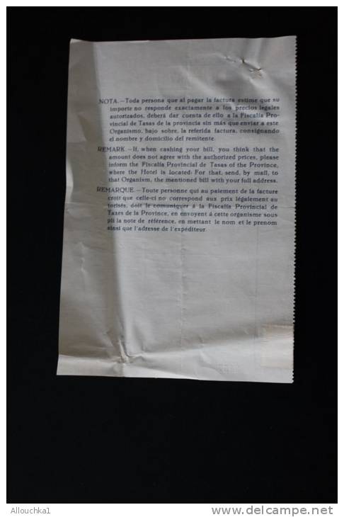 Note Provisional  Facturas Restaurante Lamaravilla Zaragoza Espagne Espagne España 1954 Vignette Fiscale - Spanien