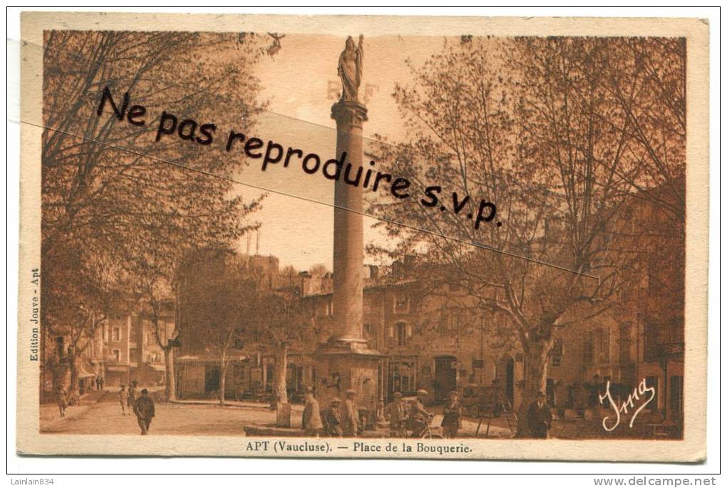 - APT - Place De La Bouquerie, ( Vaucluse ), écrite,  Animation, Belle, 1929, Très Bon état, Scans. - Apt