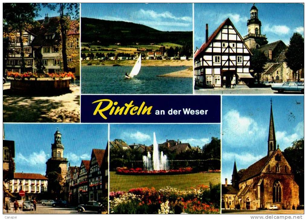 AK Rinteln/Weser: Klippenturm, Doktorsee, Weser, Ref. Kirche, Gel 1972 - Rinteln