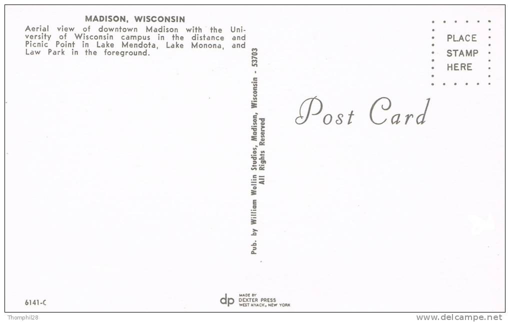 MADISON - WISCONSIN - Aerial View Of Downtown Madison With The University Of Wisconsin Campus - TBE, Neuve, 2 Scans - Madison