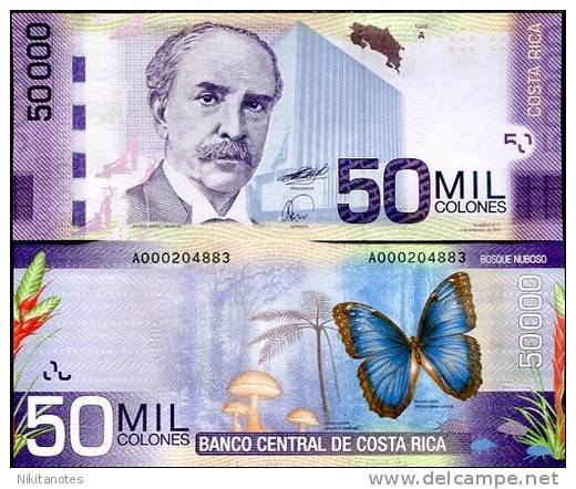 COSTA RICA 50000 50,000 COLONES 2012 P NEW DESIGN COLORFUL UNC - Costa Rica