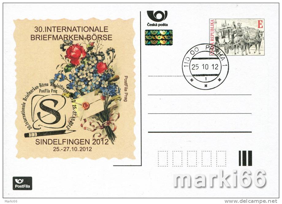 Czech Republic - 2012 - Intl. Stamp Fair Sindelfingen 2012 - Cancelled Official Exhibition Postcard With Hologram - Ansichtskarten