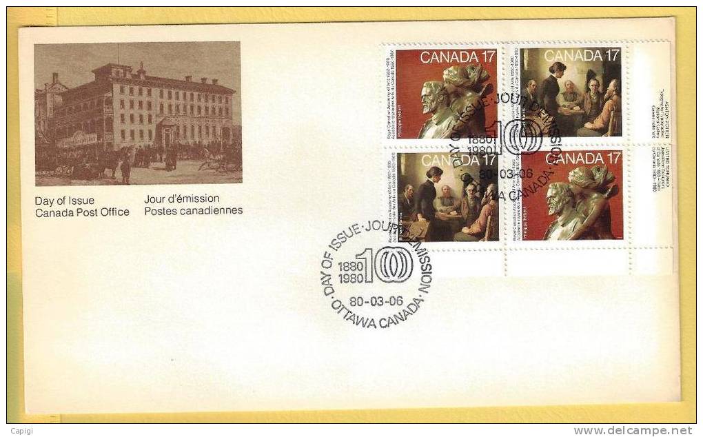 1980 - CANADA - FDC- ROYAL CANADIAN ACADEMY OF ARTS 1880-1980  - 6.3.80 - 1971-1980