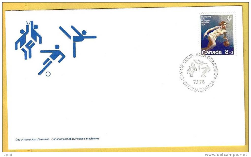 1976 - CANADA - FDC- XVI OLYMPIC GAMES MONTREAL 1976  - 7.1.76 - 1971-1980