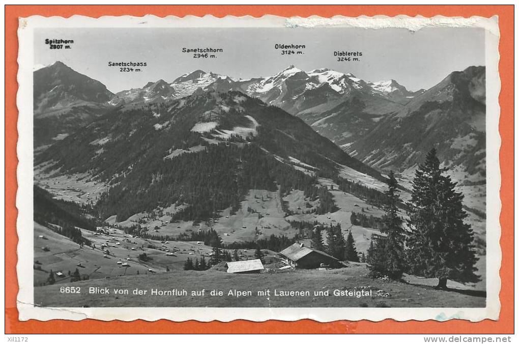 Q1108 Hornfluh Mit Lauenen Und Gsteigtal.Feldpost In 1941. Perrochet. Fente Au Bas De La Carte ETAT ! - Gsteig Bei Gstaad