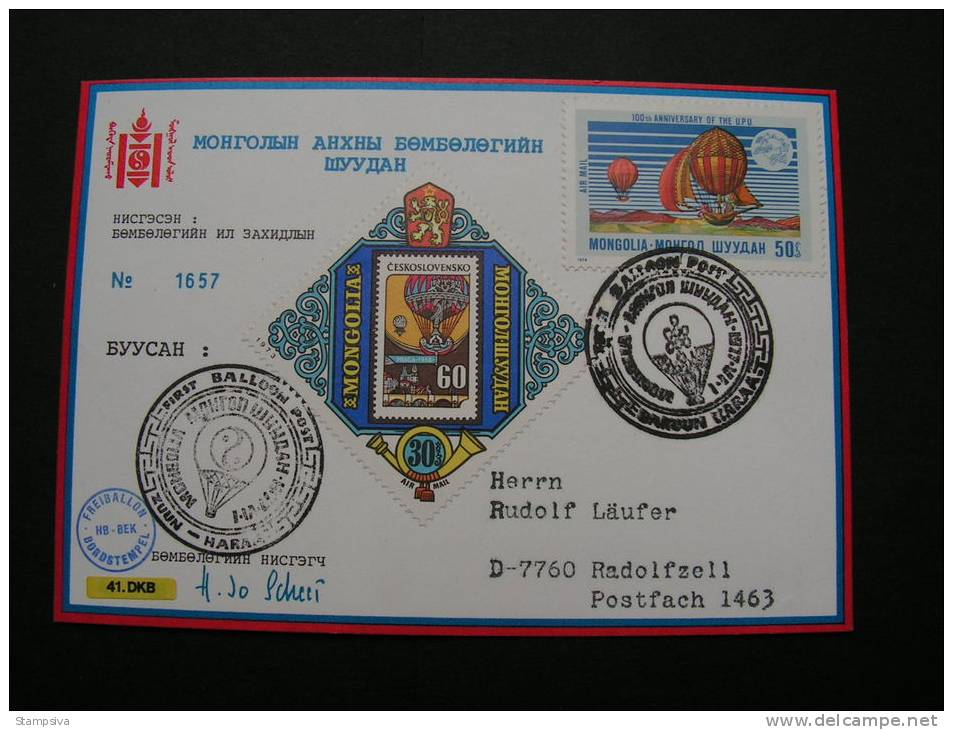 == Mongolai , Ballonflug 1977   Selten - Mongolia