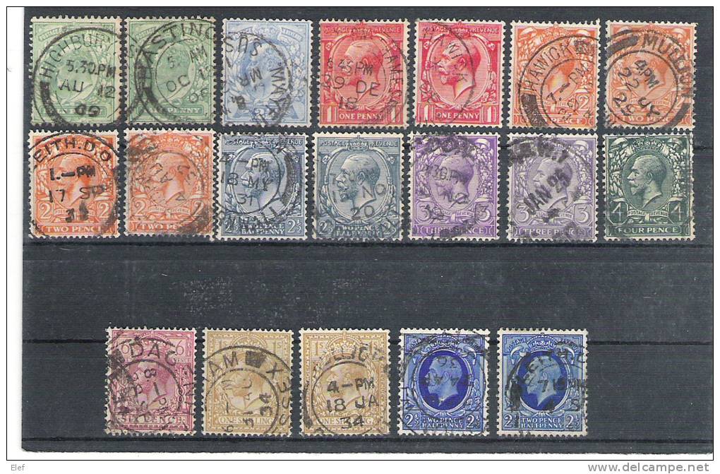 Lot De 19 Timbres Edward VII / George V, Tous Obl Cachet Centraux , CDS Cancel, TB / TTB !!!!!!! - Sammlungen