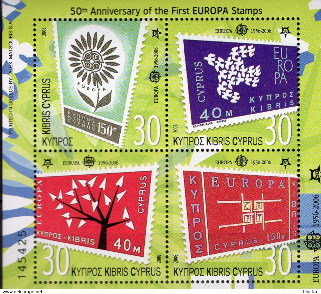 CEPT 2006 Zypern 1065/8+Block 25 ** 10€ Stamps On Stamp 1961-1964 Bloque M/s Hoja Bloc S/s Sheet Bf 50 Years EUROPA - 2006