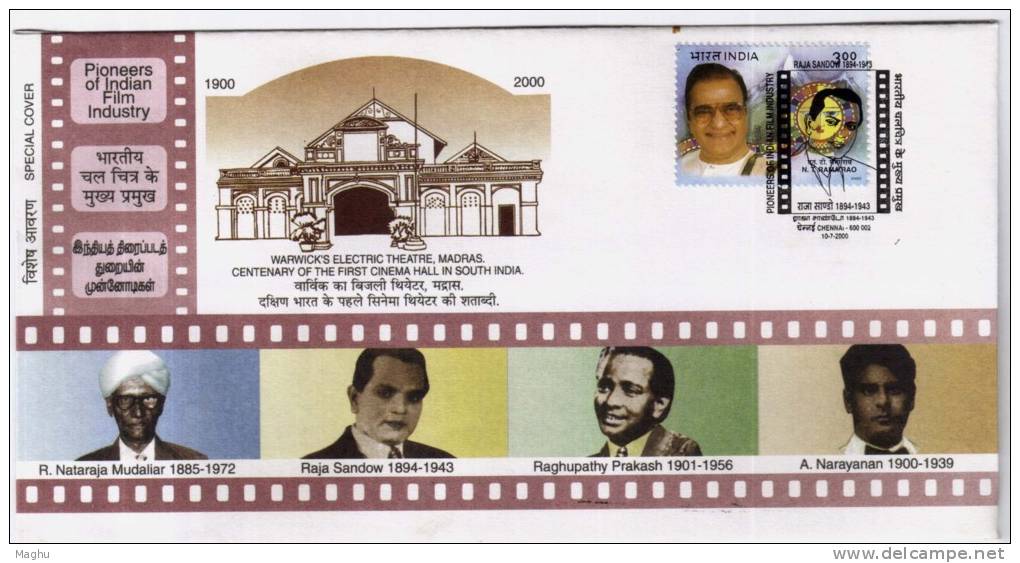 Cinema Hall  Centenery, Cover 2000, Warwick Electric Theatre, Architecture, Indian Pioners Of Film Industry, India Art - Film