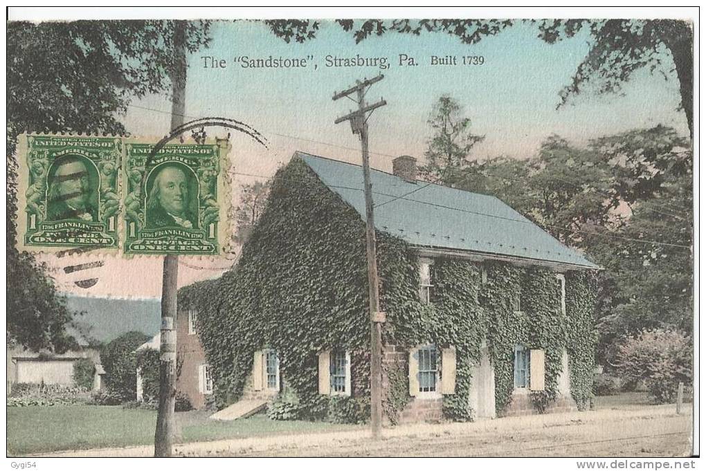 The Sandstone ,Strasburg ,Pa.Built 1739 ,Strasburg ,Pa.Built 1739  N.J   Post Card 1908 - Paterson