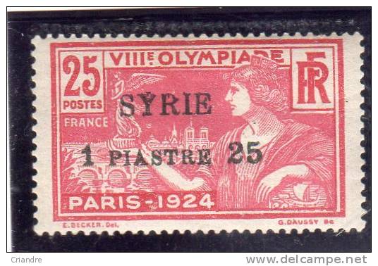 Syrie:année1924 N° 123*(jeux Olympiques) - Andere & Zonder Classificatie
