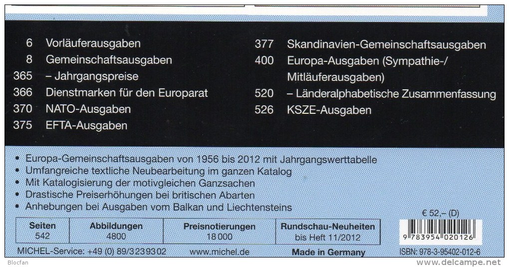 MlCHEL Briefmarken Katalog CEPT 2013 Neu 52€ Mit Jahrgangstabelle Von Europa Vorläufer NATO EFTA KSZE Symphatie-Ausgaben - Verzamelingen