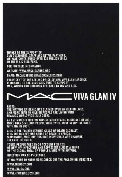 RARE AIDS Fund Elton John MAC Cosmetics Postcard Gay Mary J Blige Shirley Manson - 07662 - Publicité