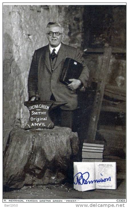 Two Old Postecards "  R.Rennison, Famous Cretna Gretna "Priest" -  The  Old Blacksmith's Shop.  Cretna Green  " - Dumfriesshire