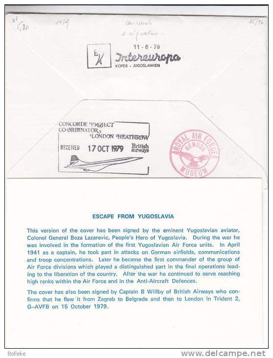 Avions - Concorde - Yougoslavie - Militaires - Royal Air Force - Lettre De 1978 - Avec Signature - Covers & Documents