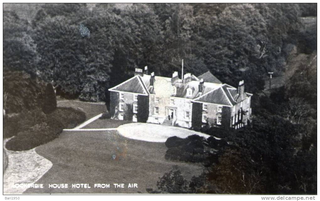 Beatiful Old Post Card    " LOCKERBIE  HOUSE  HOTEL  FROM  THE  AIR   " - Dumfriesshire