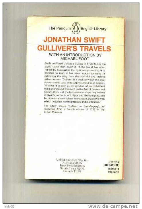 - GULLIVER\´S TRAVELS . J. SWIFT . PENGUIN THE ENGLISH LIBRARY 1971 . - Altri & Non Classificati